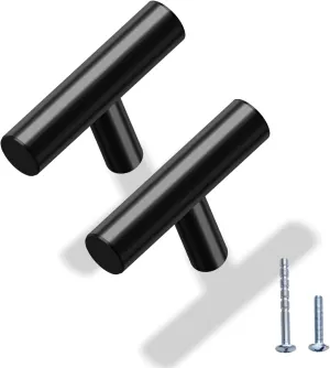 10 Pack 2 Inch Black Cabinet Knobs Drawer T Knobs Single Hole Cabinet Knobs