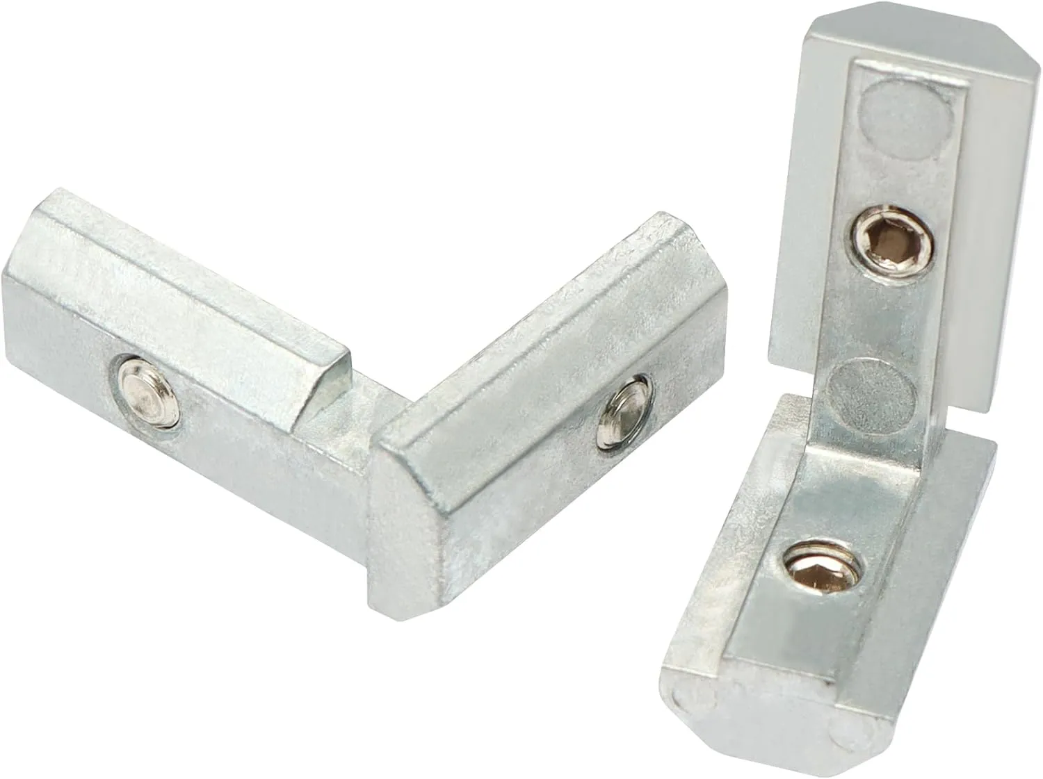 10 Pack Hidden Corner Connector, Inside to Inside L Shaped Bracket, Interior Zinc Angle Brackets with Set Screws for 15, 30 and 40 Series Aluminum Extruded Profile
