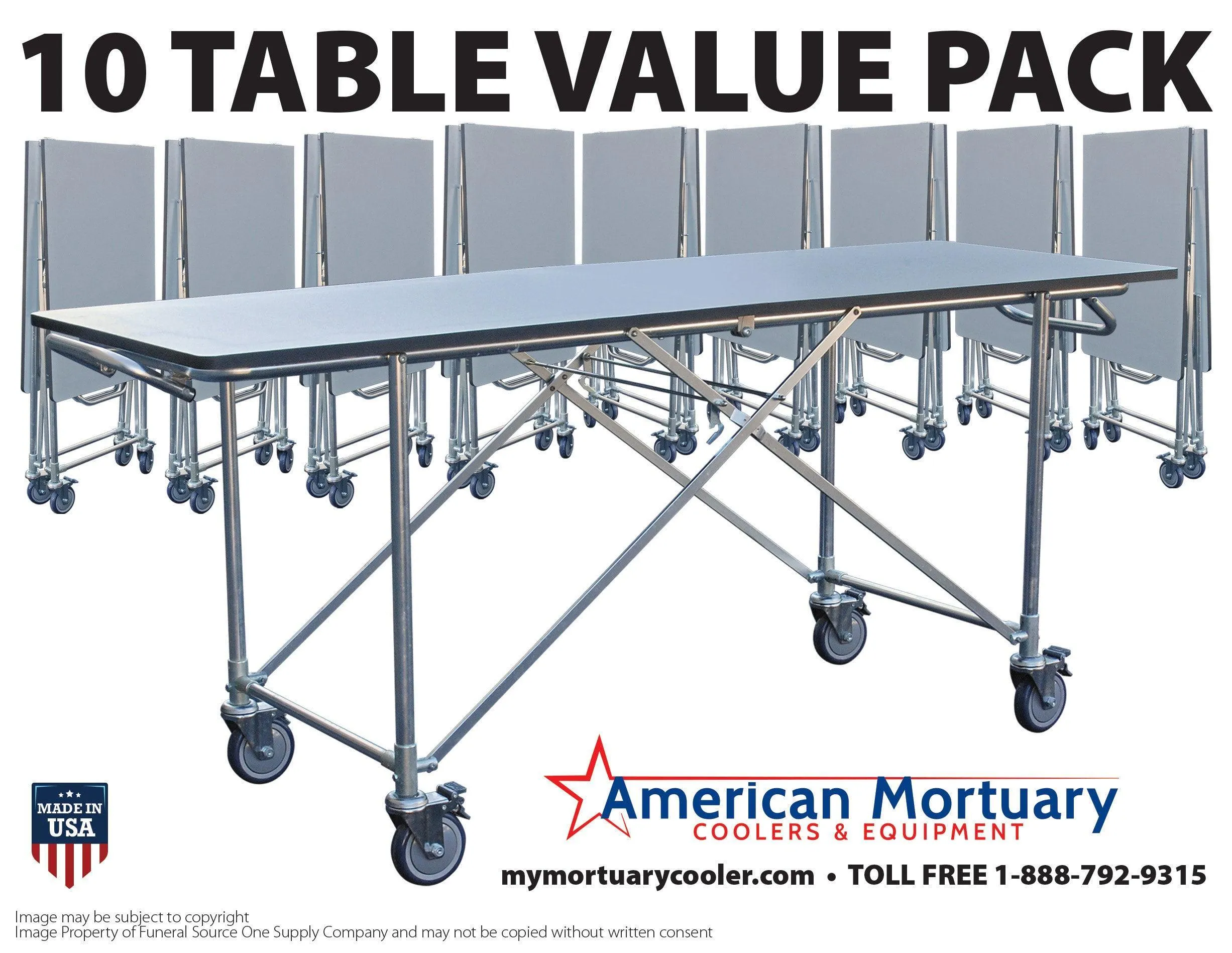 10 Value Pack: Heavy-Duty Folding Dressing Tables - Tough & Affordable Mortuary Prep Solution