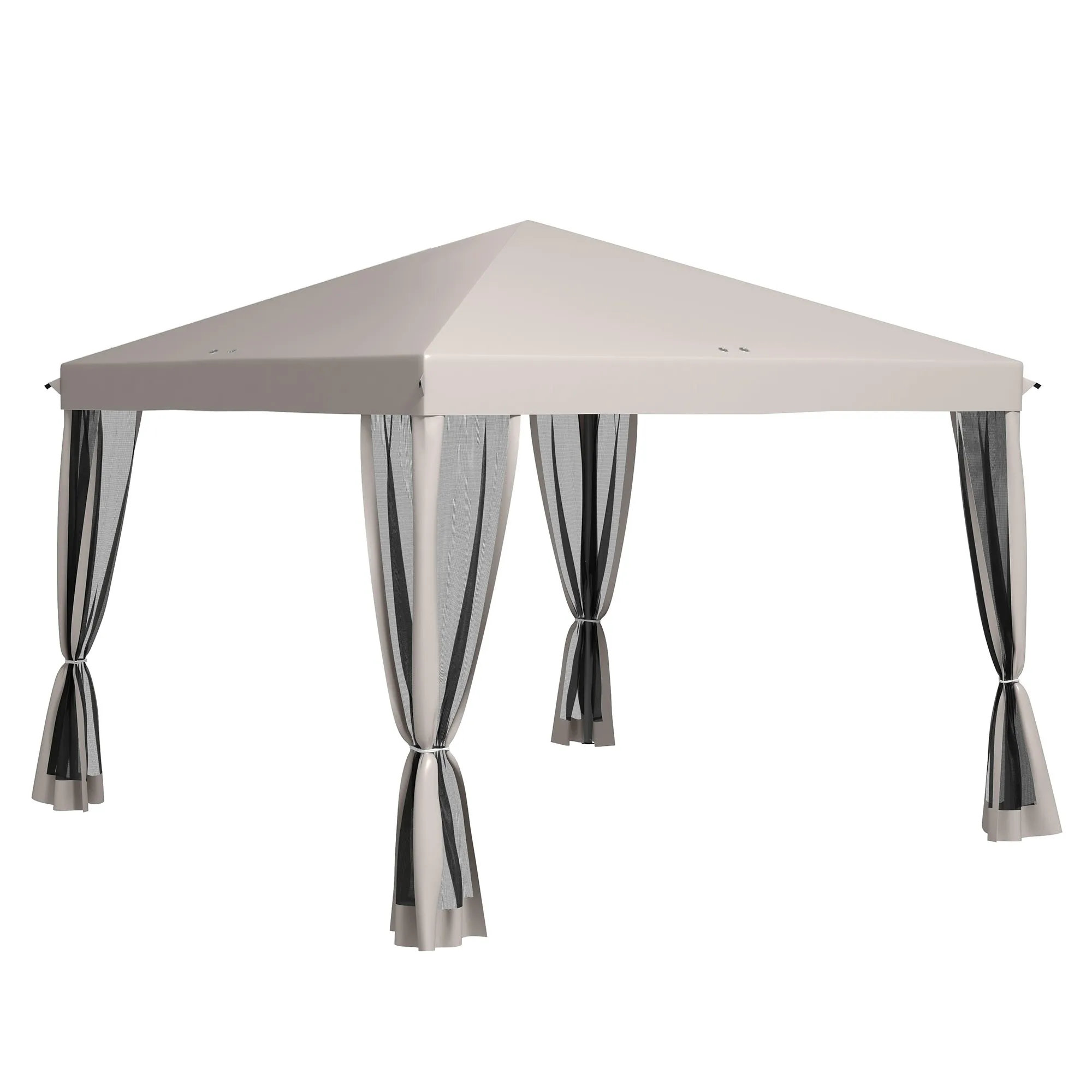 10' x 10' Pop-Up Canopy Tent with Netting, Carry Bag & Adjustable Height, Beige