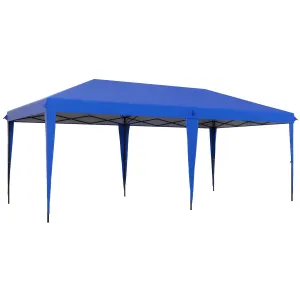 10' x 19.2' Pop-Up Gazebo Canopy Tent, Instant Outdoor Sun Shade Shelter with Carry Bag, Blue