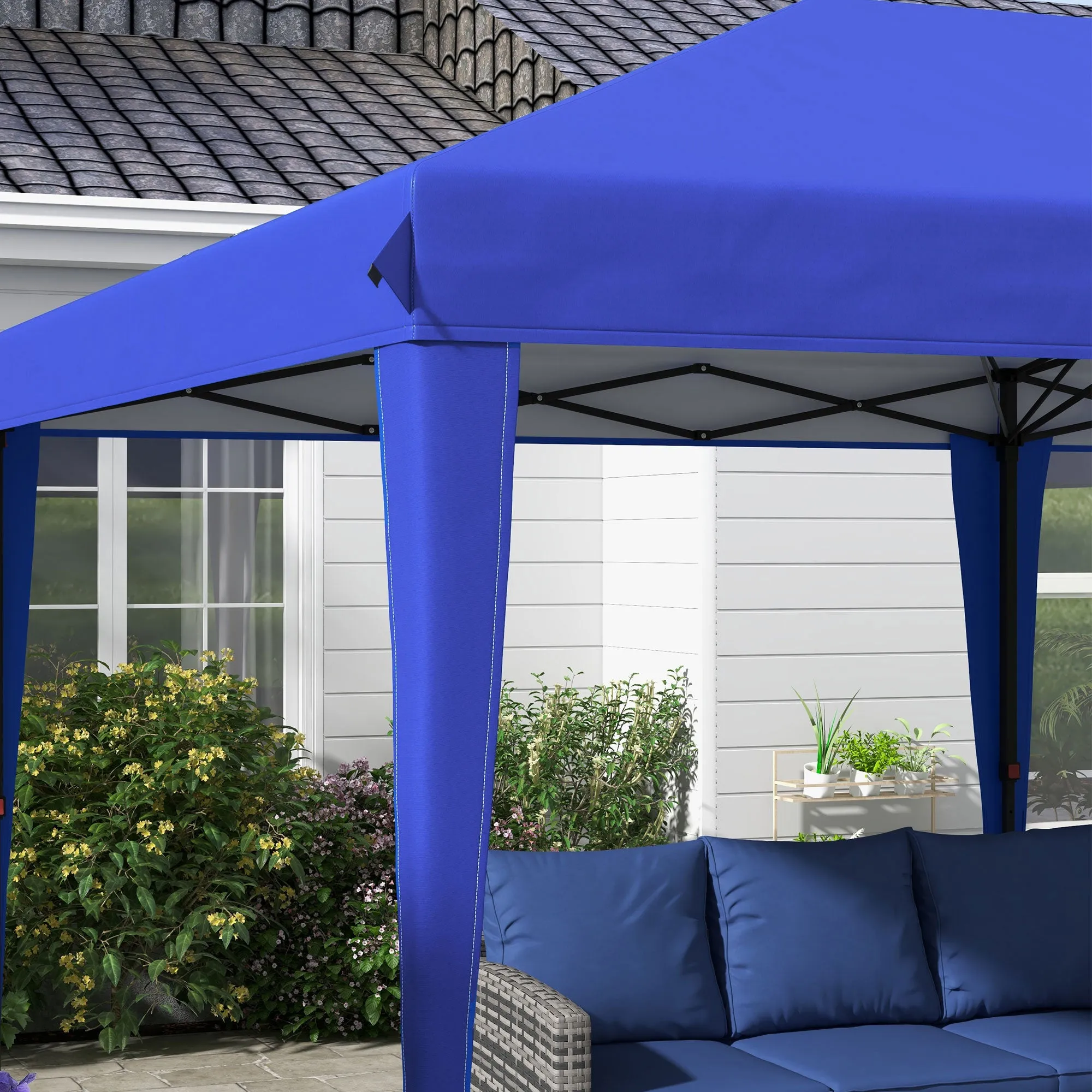 10' x 19.2' Pop-Up Gazebo Canopy Tent, Instant Outdoor Sun Shade Shelter with Carry Bag, Blue