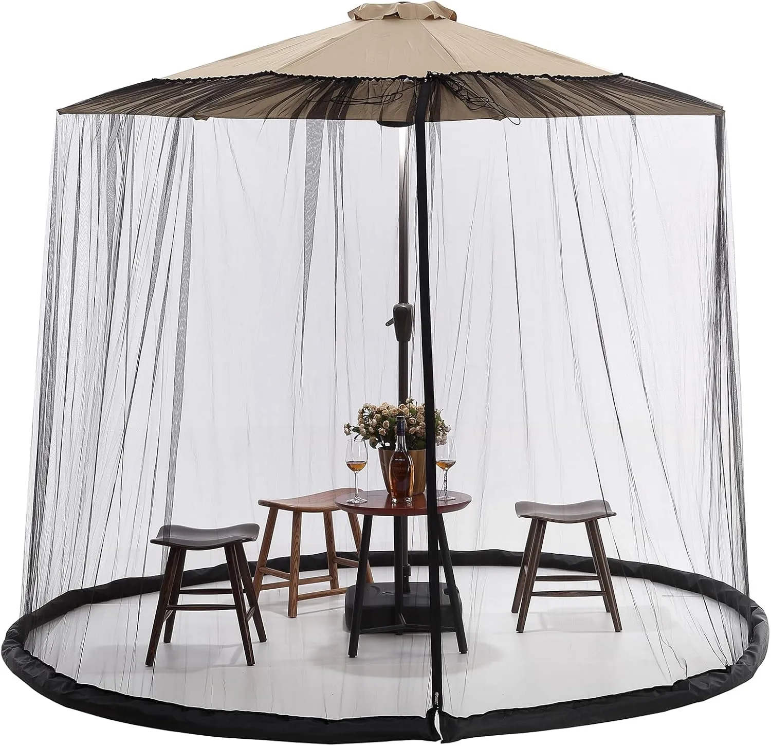 10FT Mosquito Net for Patio Umbrella Outdoors Screen Polyester Hanging Tent （Mosquito Net Only） (10FT)