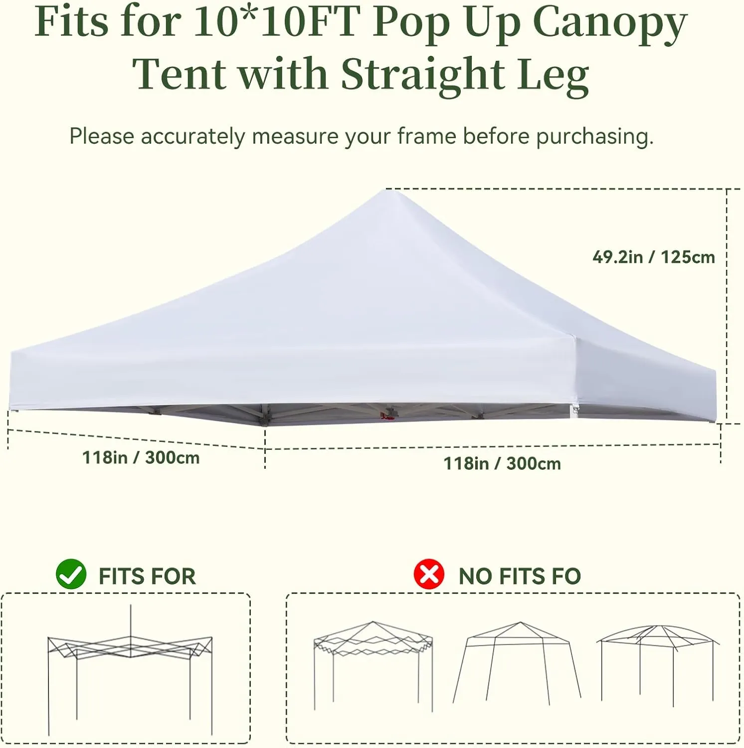 10x10 Canopy Replacement Top Cover for Pop Up Canopy Tent, Industry-Leading 3000mm Water Resistance, 500D Heavy Duty Waterproof with Silver Coating, UV Protection, 4 Sandbags, White