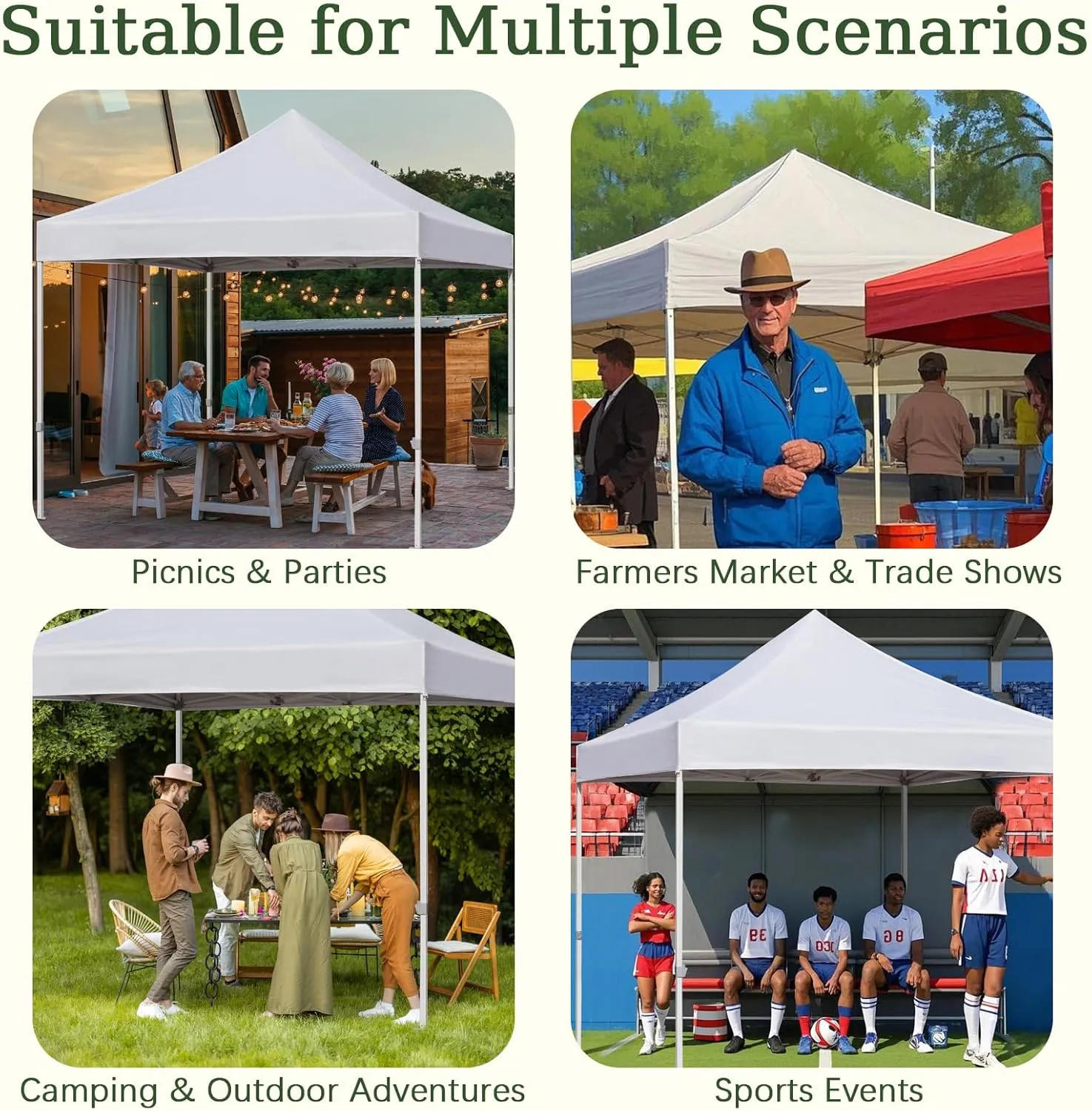 10x10 Canopy Replacement Top Cover for Pop Up Canopy Tent, Industry-Leading 3000mm Water Resistance, 500D Heavy Duty Waterproof with Silver Coating, UV Protection, 4 Sandbags, White