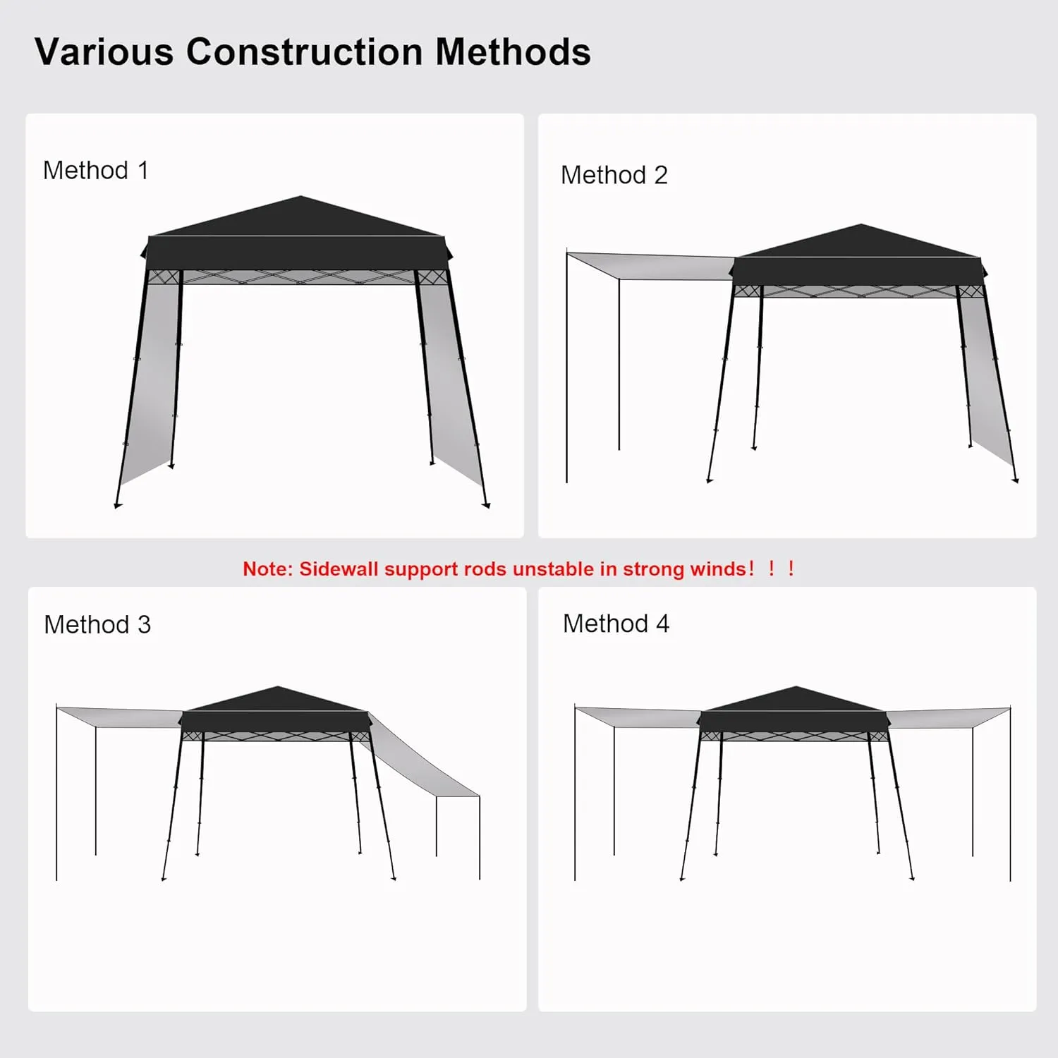 10'X10' Canopy Tent,8'X8' Top,Instant Pop Up Canopy w/2 Sidewalls,4 Support Rods,Adjustable Slant Legs,Portable Sun Shade for Garden,Beige