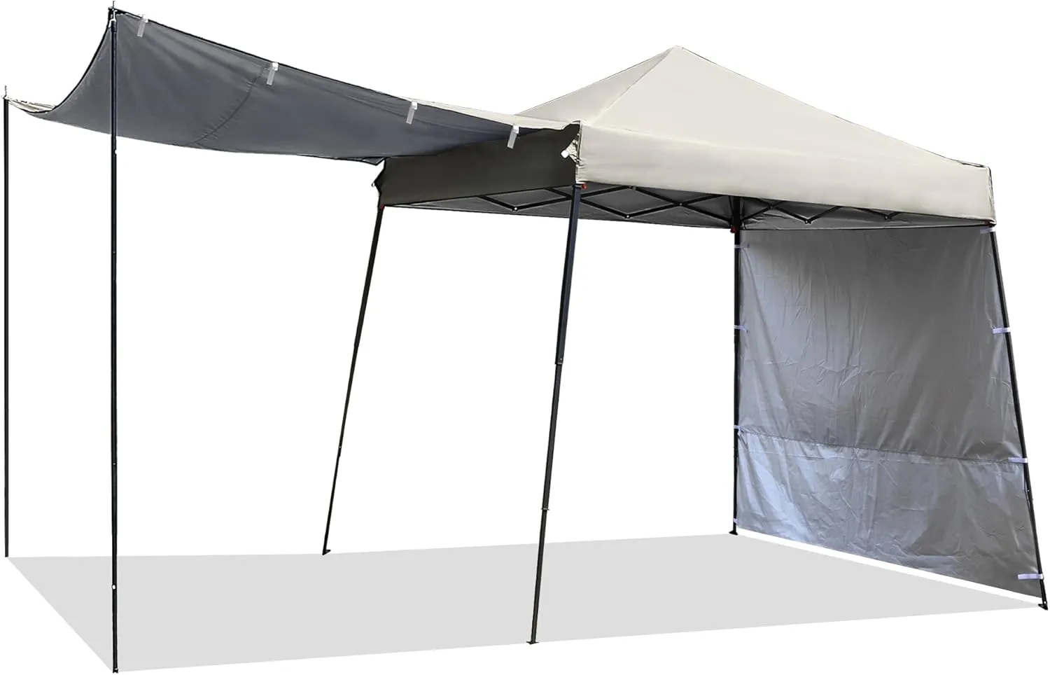 10'X10' Canopy Tent,8'X8' Top,Instant Pop Up Canopy w/2 Sidewalls,4 Support Rods,Adjustable Slant Legs,Portable Sun Shade for Garden,Beige
