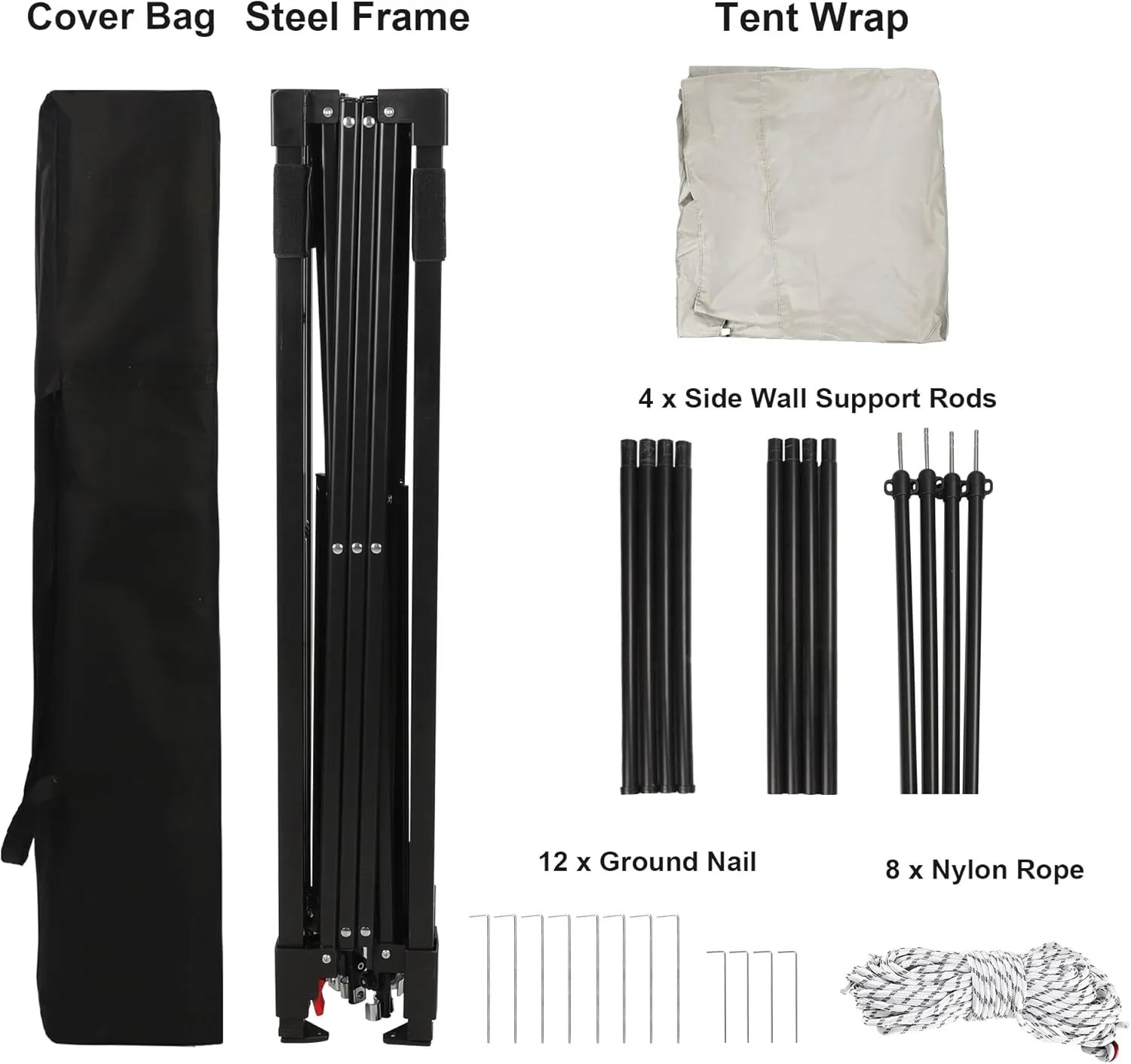 10'X10' Canopy Tent,8'X8' Top,Instant Pop Up Canopy w/2 Sidewalls,4 Support Rods,Adjustable Slant Legs,Portable Sun Shade for Garden,Beige