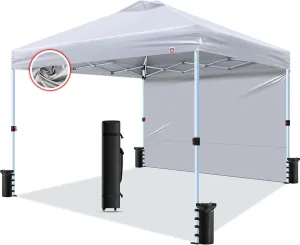 10x10 Pop Up Canopy Tent,Outdoor Canopy for Beach Tent with Sidewalls,Heavy Duty Easy Pop up Canopy Tent for Party Tent,Camping, Markets,Events, Parties(White 10x10)