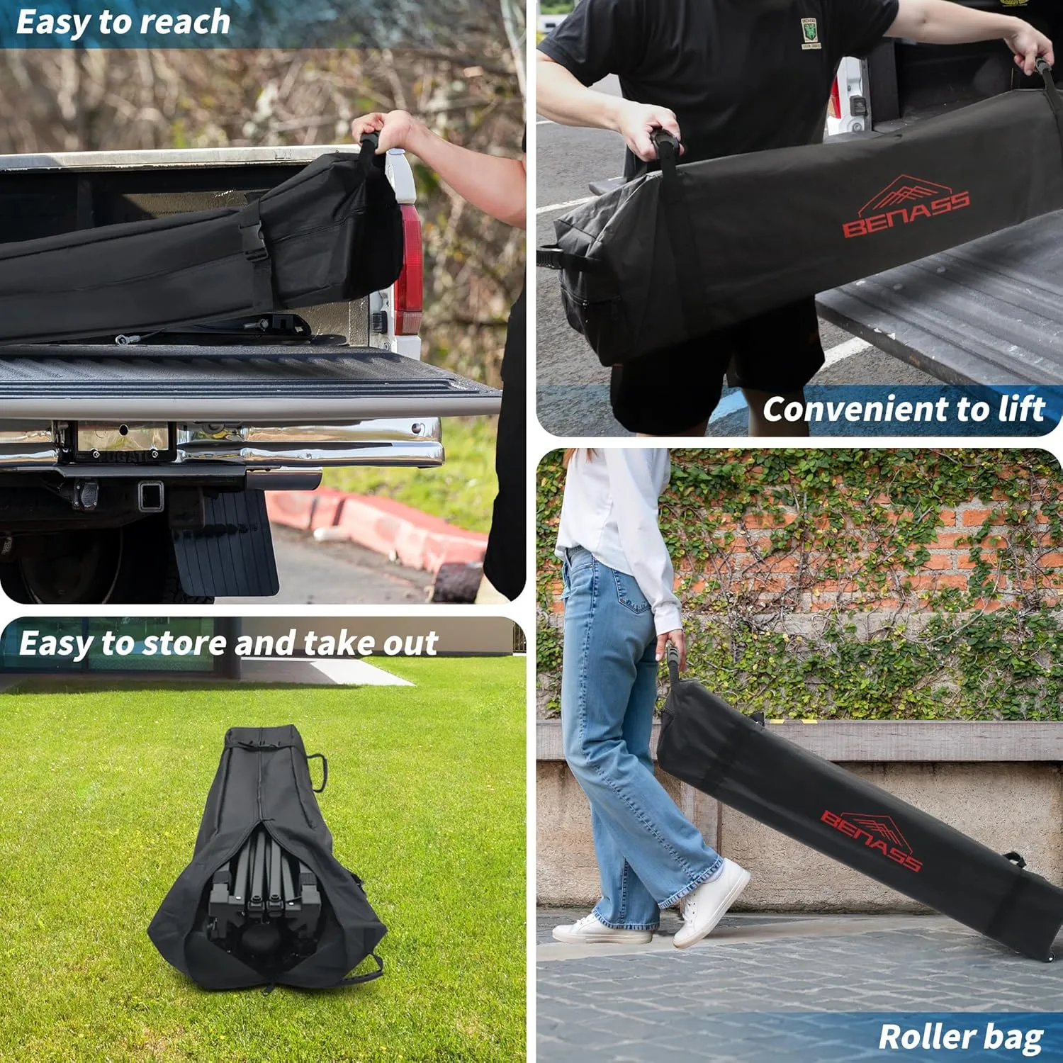 10x10 Pop Up Canopy with Sidewalls, Easy Up Canopy Tent, Heavy Duty Tents for Parties, One Person Set Up Event Tent, Black