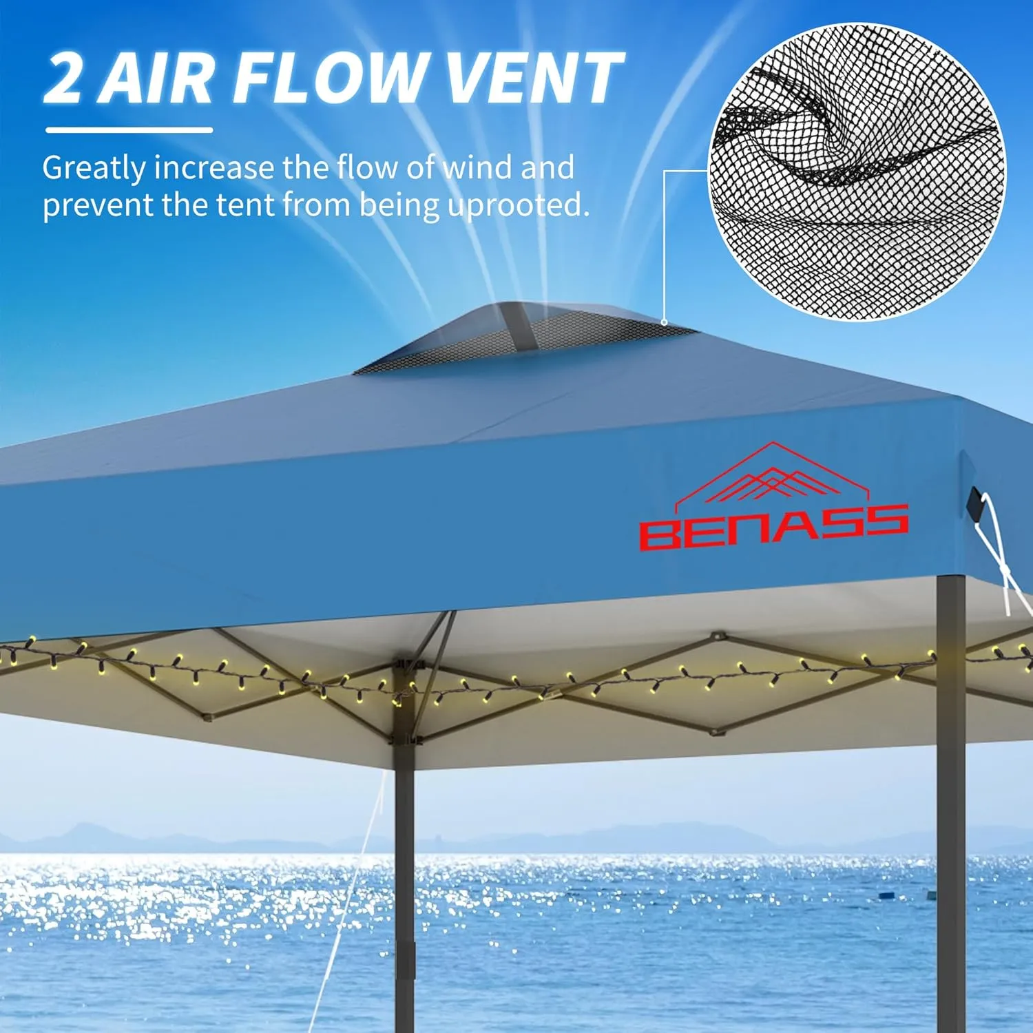 10x10 Pop Up Canopy with Sidewalls, Easy Up Canopy Tent, Heavy Duty Tents for Parties, One Person Set Up Event Tent, Light Blue