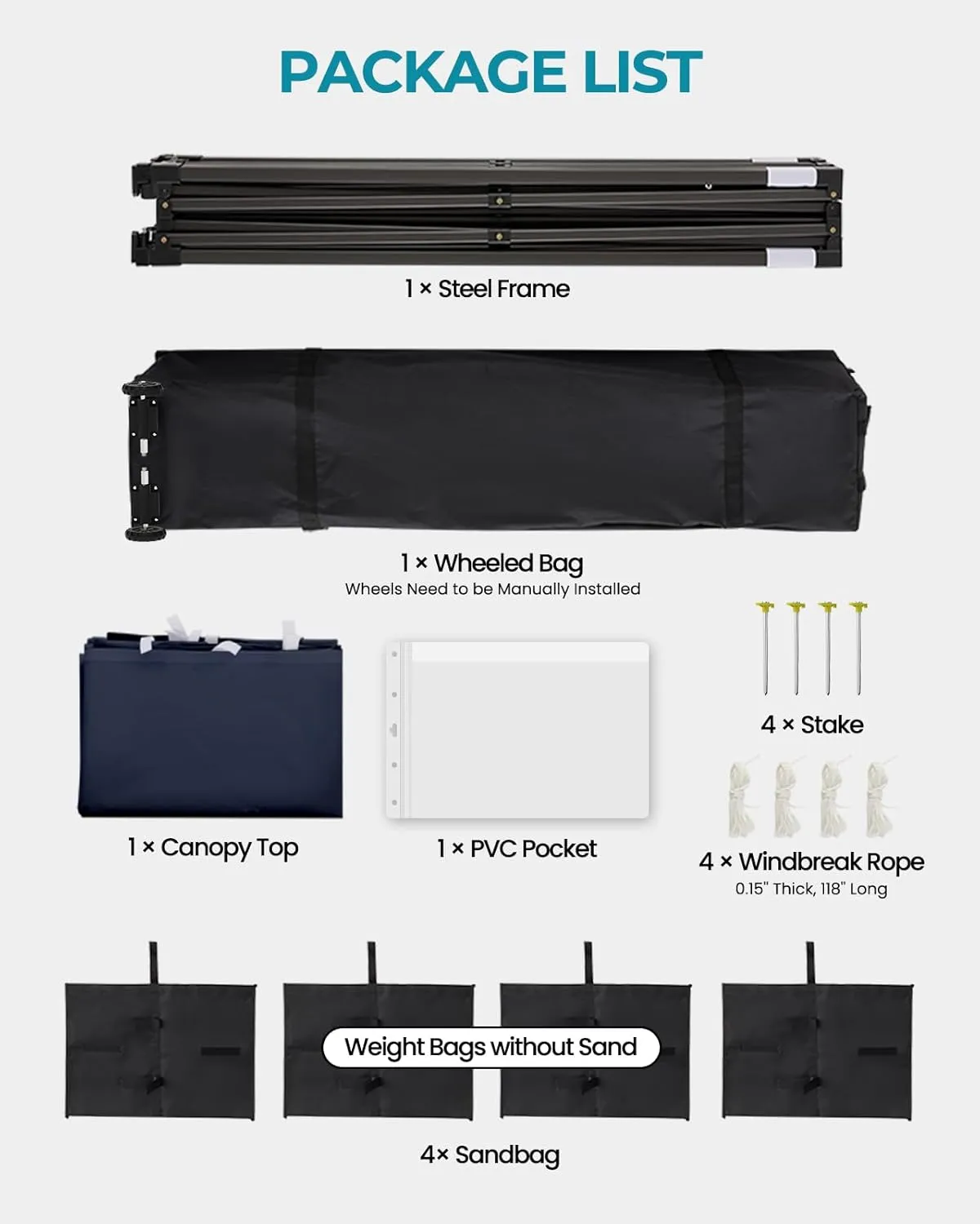 10x15 Pop Up Canopy Tent with Roller Bag, Easy Up Canopy, 300D Silver-Coating Outdoor Shelter, 4 Stakes & 4Sandbags & 4 Ropes, Navy Blue