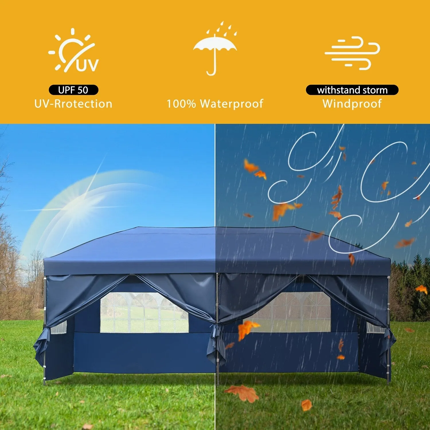 10x20 Heavy Duty Pop Up Canopy with Removable Sidewalls,Wedding Party