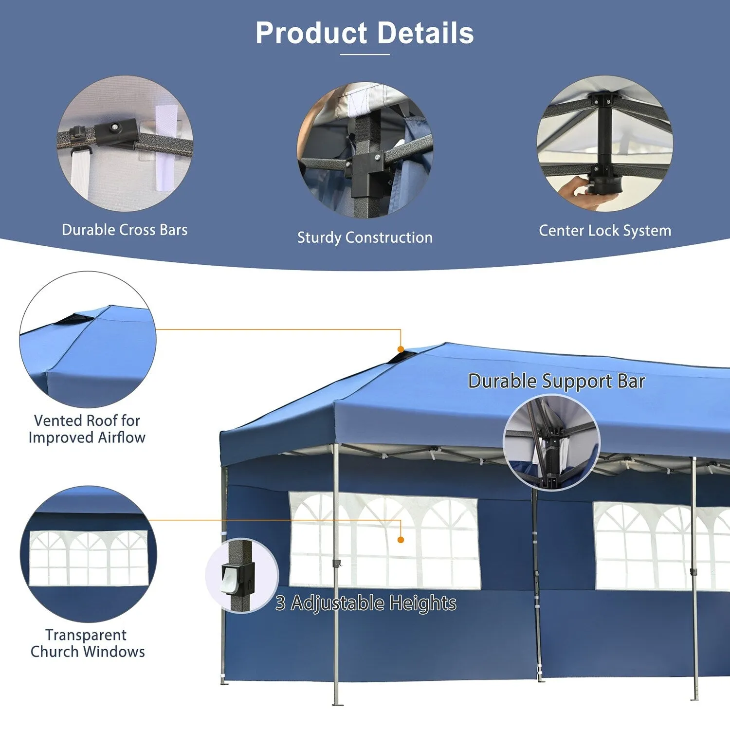10x20 Heavy Duty Pop Up Canopy with Removable Sidewalls,Wedding Party