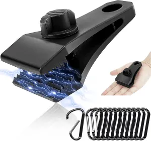12Pcs Tarp Clips Heavy Duty Lock Grip Thumb Screw Tent Clamps Pool Cover Clips with 12Pcs Carabiner D Ring Kit for Car/Truck Cover Camping Tent Swimming Pool Canvas Covers Pergola