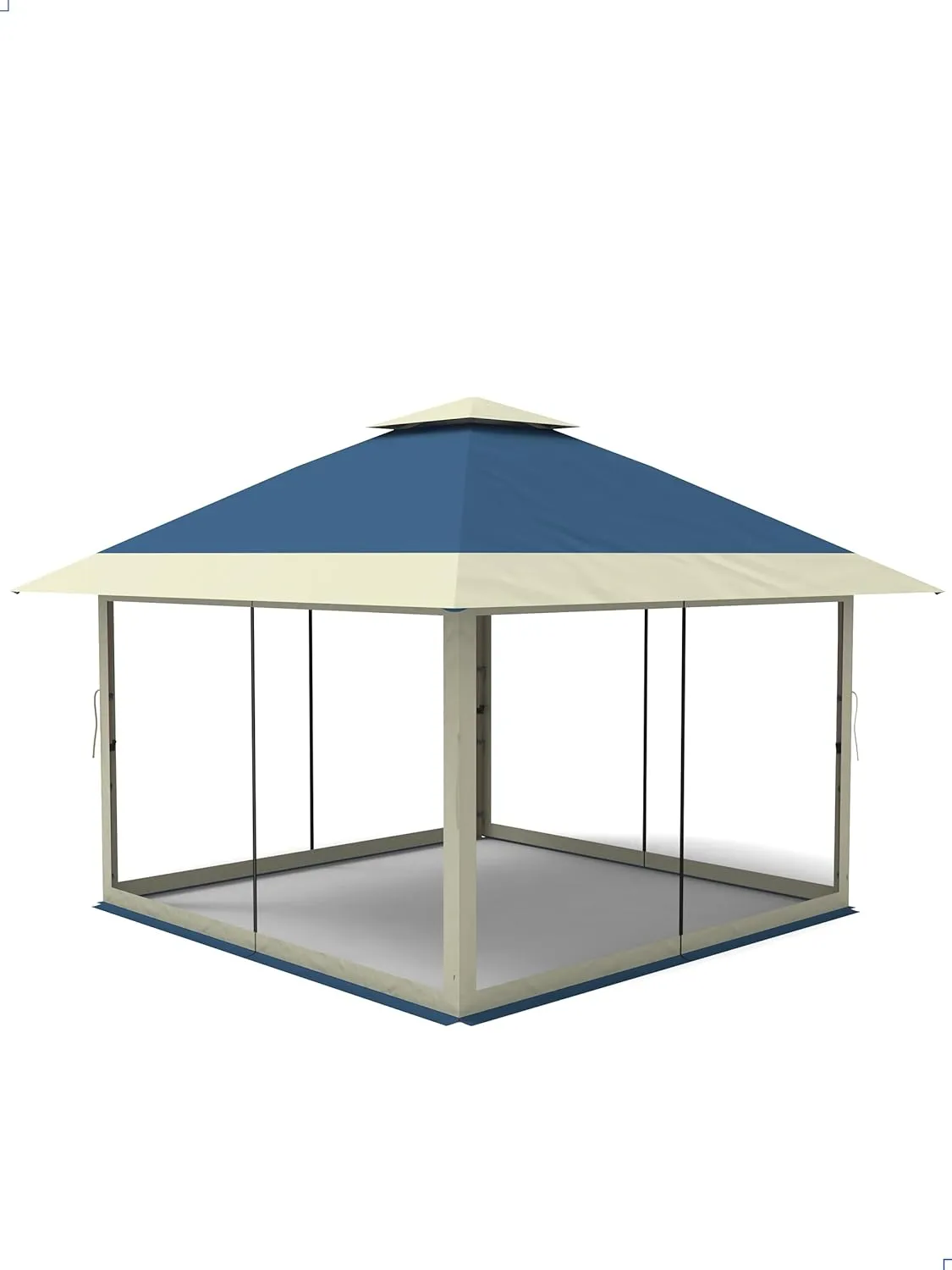 12x12 Pop Up Gazebo Instant Canopy Tent with Netting 4 Stanbags Outdoor Shelter for Lawn, Garden, Backyard, Deck (Navy Blue   Taupe)