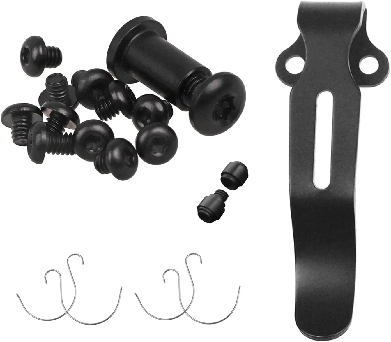 13-Piece Titanium Screw and Pivot Kit, Deep Carry Pocket Clip, Thumb Stud and Omega Spring for Benchmade 535 Bugout, Mini Bugout 533 and Bailout 537, Hardware Combo Set, Black