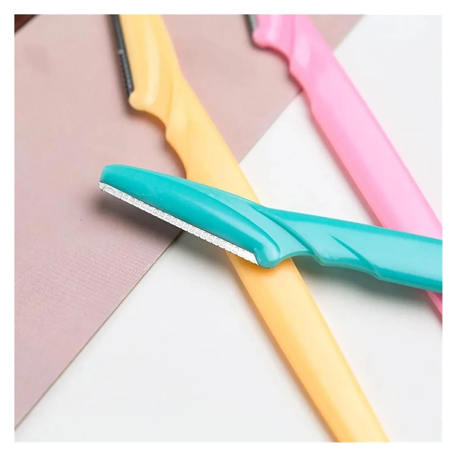 1/3Pcs Women's Razors Makeup Eyebrow Lip Hair Remover Sharp Stainless Steel Cutting Knife Safety(Blue)