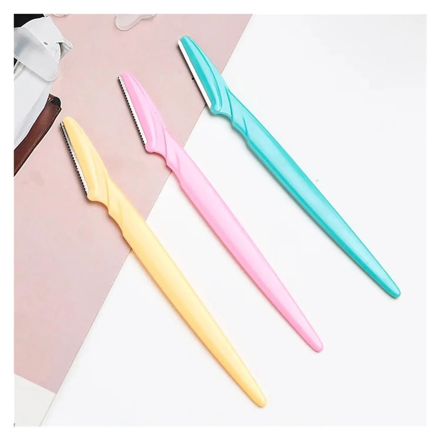 1/3Pcs Women's Razors Makeup Eyebrow Lip Hair Remover Sharp Stainless Steel Cutting Knife Safety(Blue)
