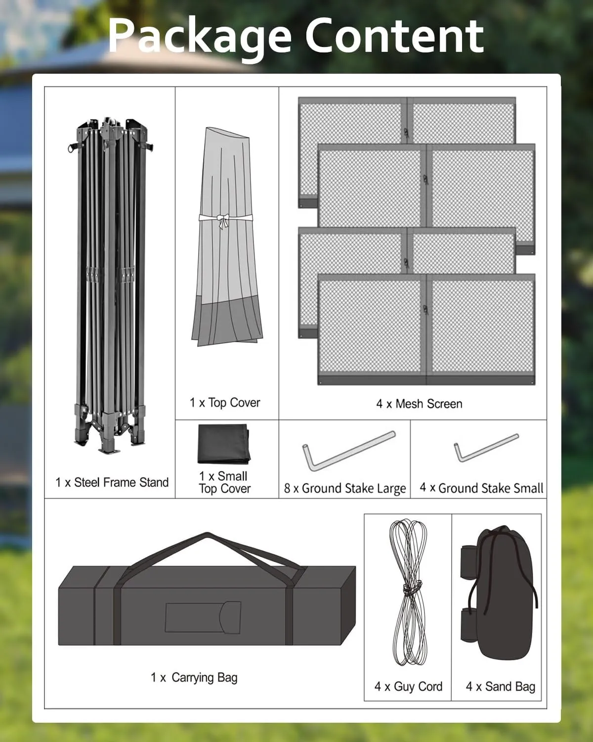 13x13 Canopy Tent, Pop Up Gazebo with Mosquito Netting, Outdoor Gazebo with 4 Sandbags & Wheeled Bag, pop up Canopy for Backyard & Patio Furniture, Patio, Deck