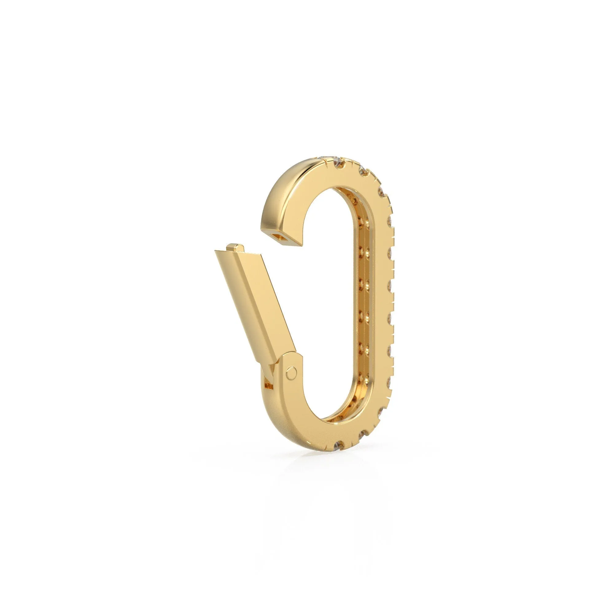 14K Solid Gold Diamond Enhancer Charm Pendant Lock, 14k Gold Charm Lock, Gold Charm Holder, Diamond Charm