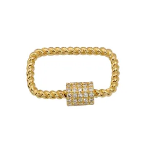 14k Yellow Gold Diamond Twist Carabiner Pendant