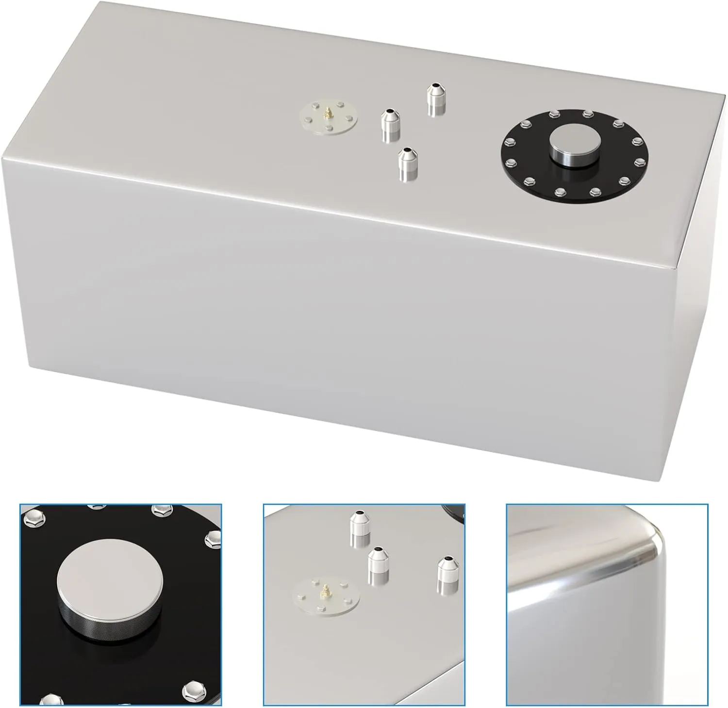 15 Gallon 60L Top-Feed Fuel Cell Gas Tank Can,Universal Aluminum Racing Street Drift Strip Fuel Tank with Level Sender and Removable Mount Cap,Silver