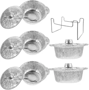 1set Disposable Aluminum Foil Pans Lids Round Baking Trays for Bbq Picnic and Food Storage Practical Aluminum Containers for Use