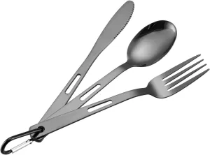 1SET Outdoor Camping Tableware Set Portable Self-driving Travel Stainless Steel Tableware(Black3A)