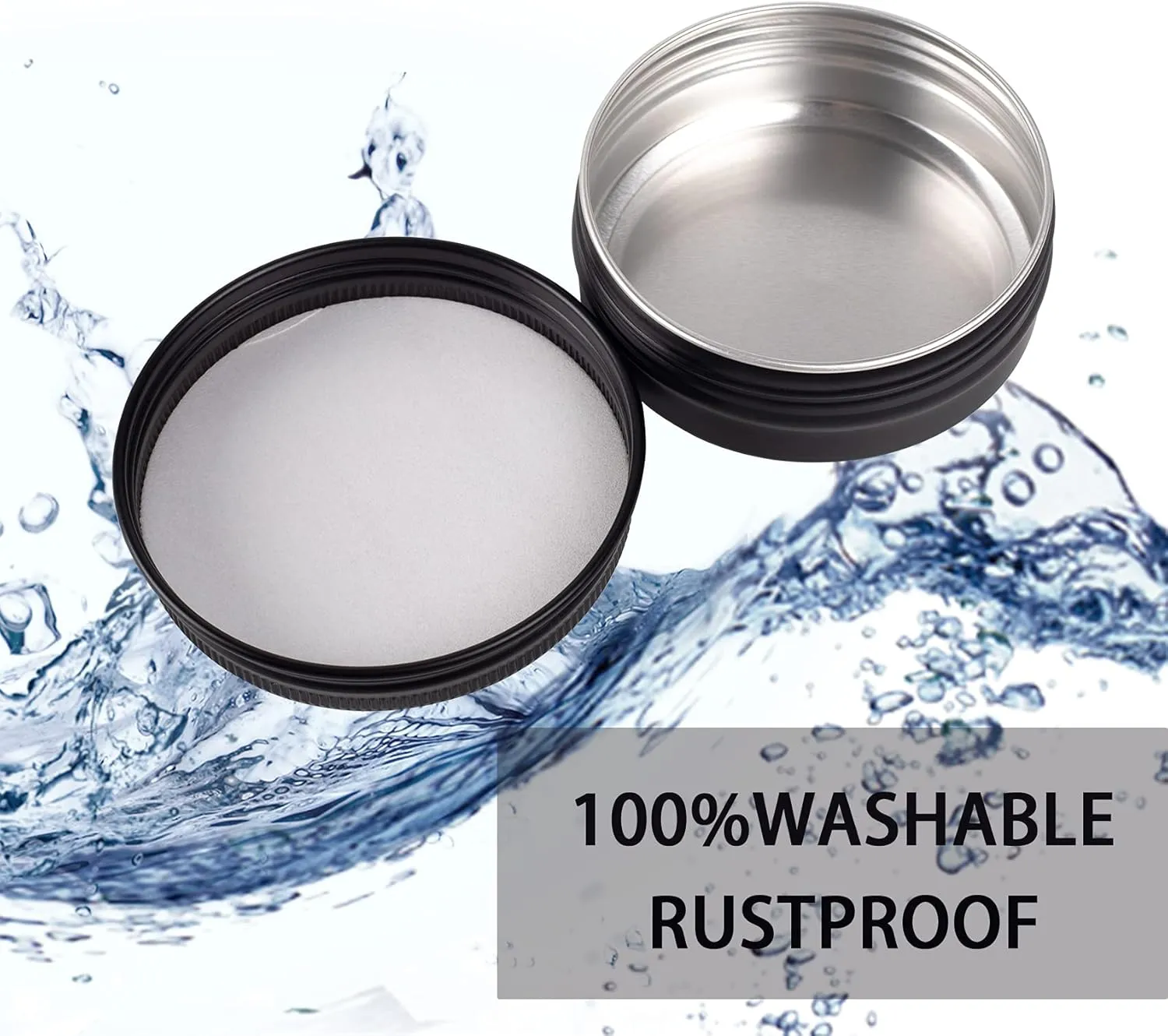 2 oz / 60ml Screw Top Aluminum Tin Jar with Screw Lid and Blank Labels - Pack of 23 (Black)
