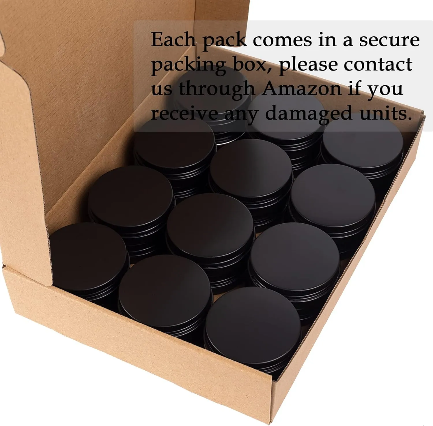 2 oz / 60ml Screw Top Aluminum Tin Jar with Screw Lid and Blank Labels - Pack of 23 (Black)