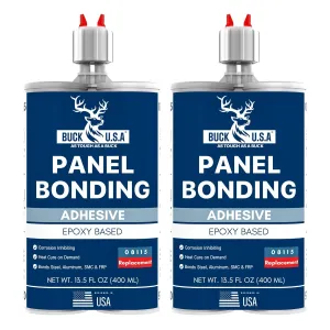 2 Pack Buck Panel Bonding Adhesive, Two-Part Epoxy, 400 ml/13.5 fl oz Cartridge, 08115 Replacement, Heavy Duty Metal Glue for Automotive Use, Bonds w/Steel, Aluminum, Plastic, OEM Recommended, Black