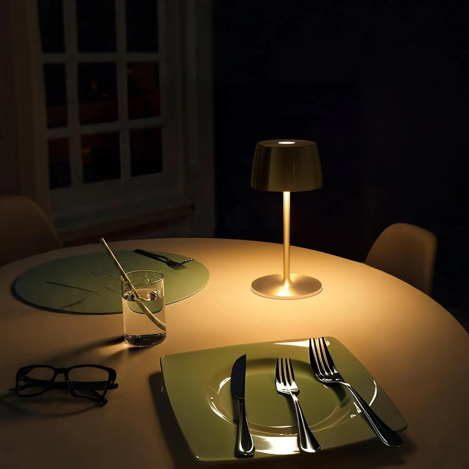 2 Pack Rechargeable Cordless LED Table Lamp - Waterproof Portable Battery-Operated Indoor/Outdoor Lighting for Home, Kitchen, Desk, Patio, Party, Restaurant, Bar (Gold Mini)