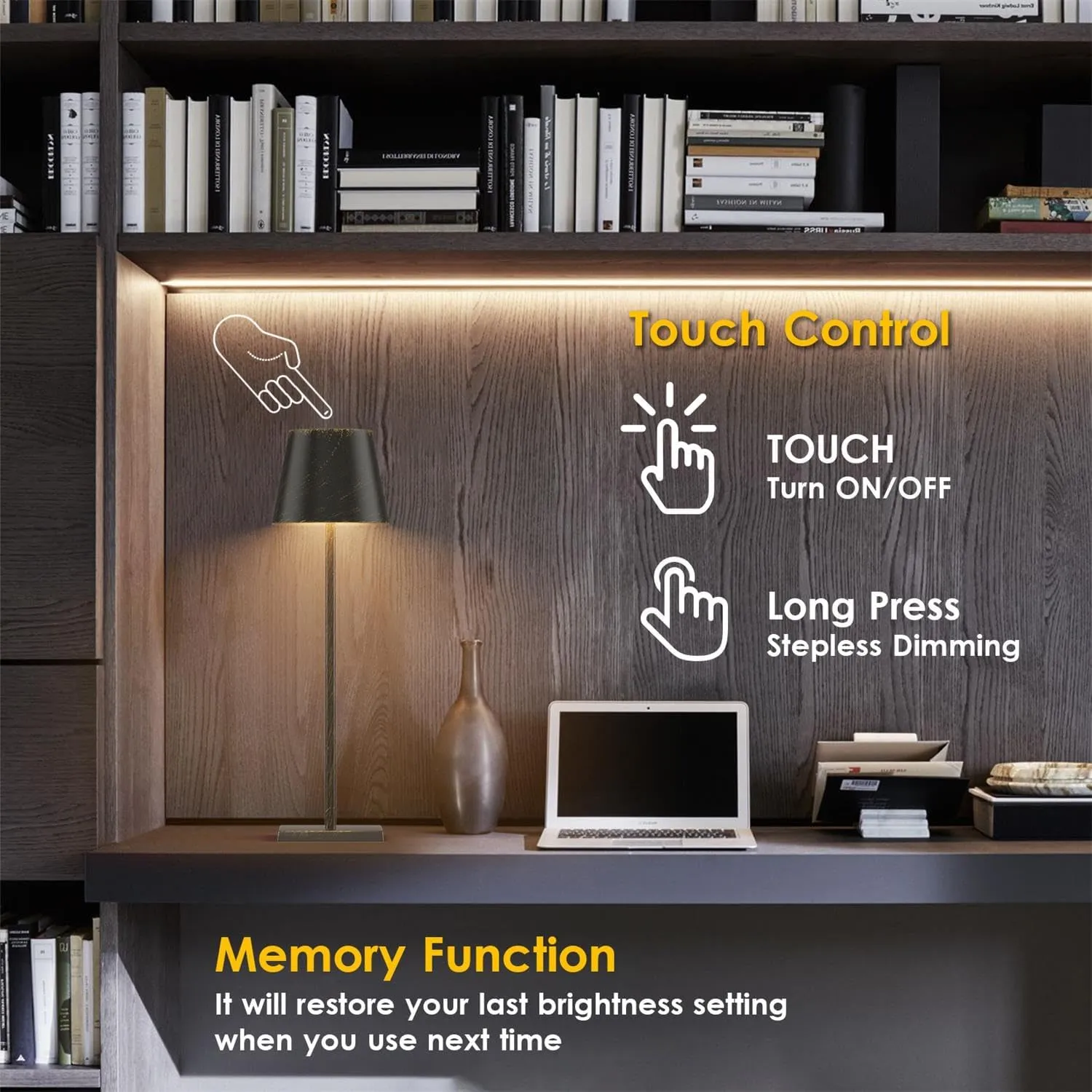 2-Pack Rechargeable Table Lamps LED Cordless Table Lamp 3W 5500mAh Battery Operated Table Light Stepless Dimmable Portable Desk Lamp for Restaurant/Table/Bedroom/Outdoor (Copper)