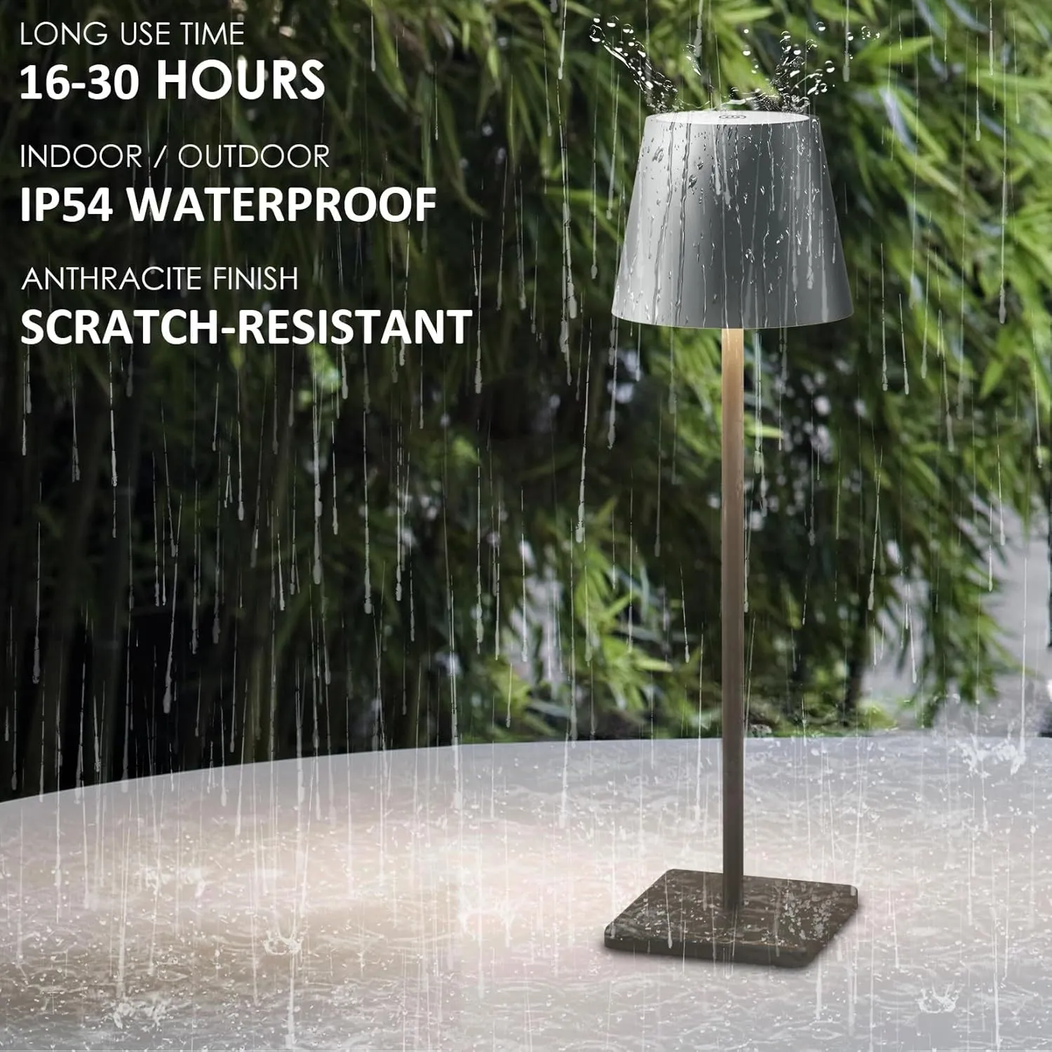 2 Packs LED Cordless Table Lamp, Rechargeable Battery Desk lamp 5500mAh Battery Operated Stepless Dimming Modern Portable Table Light for Restaurant/Table/Bedroom/Outdoor IP54 Waterproof (Anthracite)