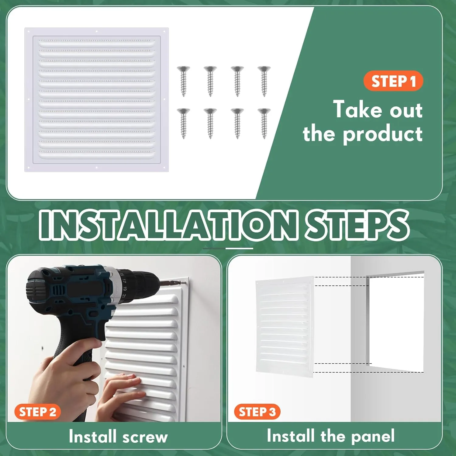 2 Pcs 10 x 10 Inch Aluminum Attic Vents Metal Gable Wall Shed Vent with Screen Mesh Square Louver Grille for Exterior Door House Attic Garage Ceiling