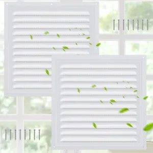2 Pcs 10 x 10 Inch Aluminum Attic Vents Metal Gable Wall Shed Vent with Screen Mesh Square Louver Grille for Exterior Door House Attic Garage Ceiling
