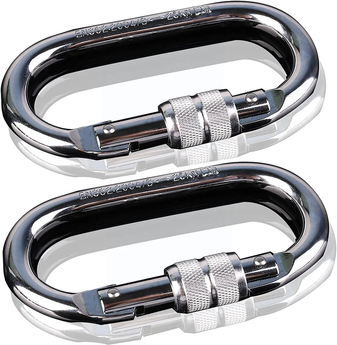2 Sets of Rock Climbing Carabiner (25KN = 5600 pounds) O-Shaped Super-Strength Steel Screws Lock Anti-Fall Safety Equipment | Camping Outdoor Hiking | Quality Maximization