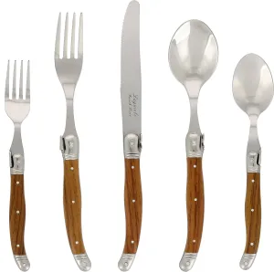 20 Piece Laguiole Flatware Set, Wood Grain