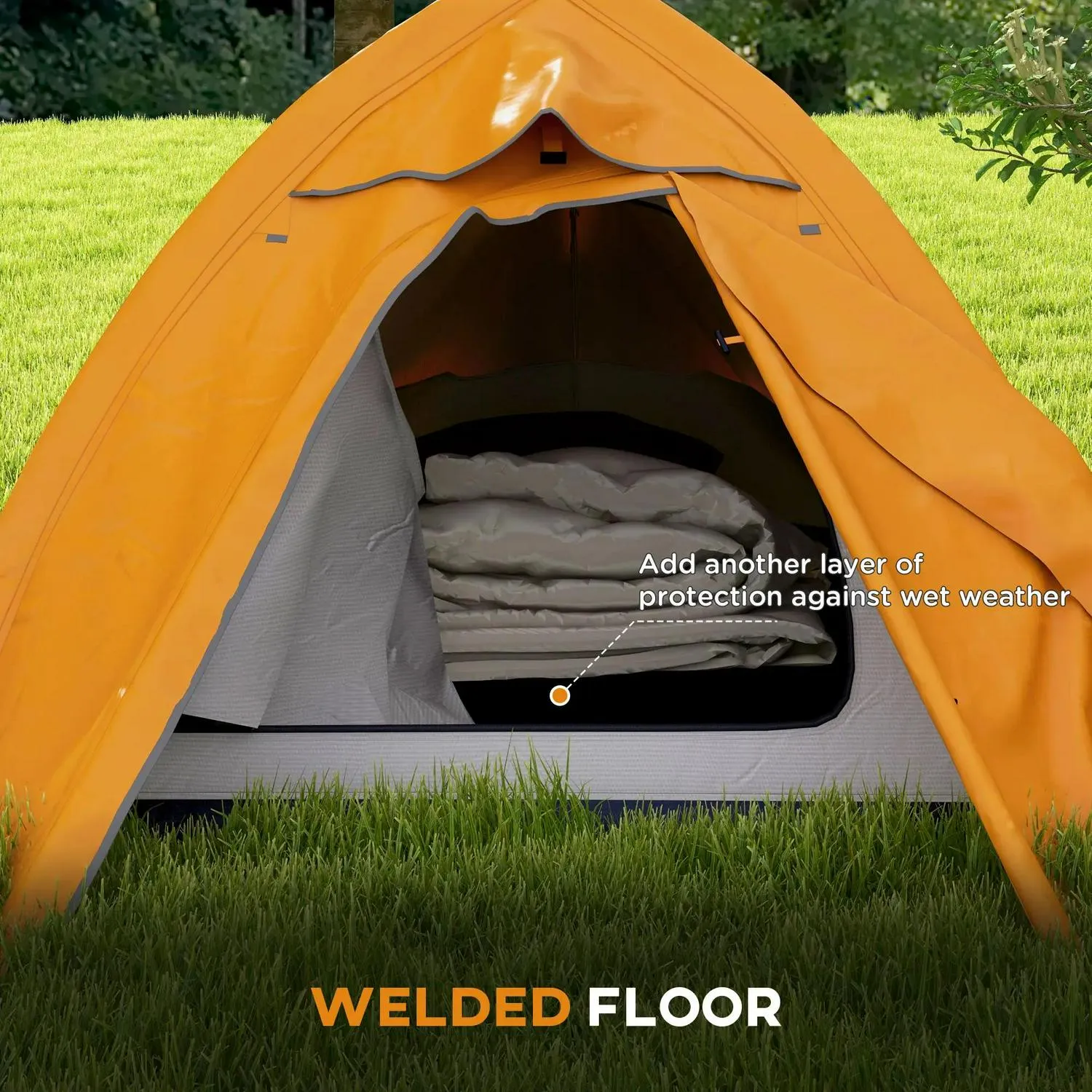 2000mm Smart-powered Camping Waterproof Exclusive offer Man With Bag, Carry Lightweight, Backpacking And Double 1-2 Orange Tent, Outsunny Layer
