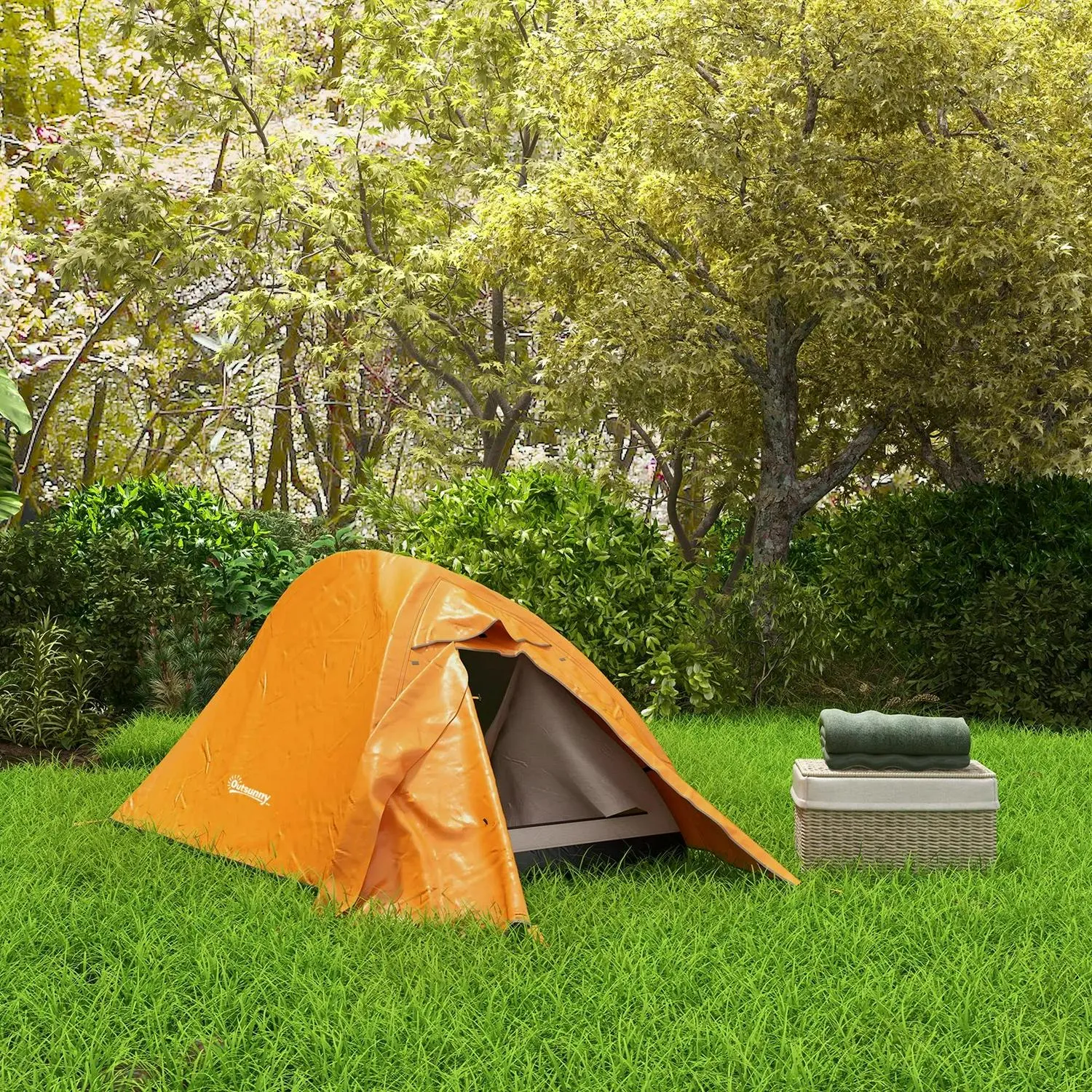2000mm Smart-powered Camping Waterproof Exclusive offer Man With Bag, Carry Lightweight, Backpacking And Double 1-2 Orange Tent, Outsunny Layer