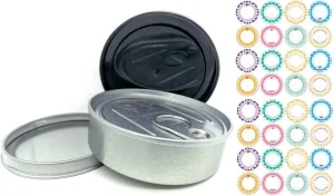 20sets Cali Self-seal Tin Can with Lid - Tuna Can Hoop Ring - NO TOOLS NEEDED   32Pieces can Labels【100ml/3.5] (20sets) (3.5, 20)