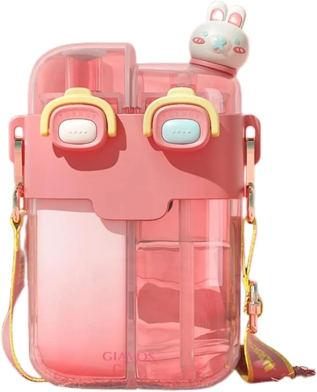 25oz Kawaii Water Bottles with Two Ways to Drink, Two Different Drinks in One Cup, Cute Creative Outdoor Drinking Cup for Camping Hiking Backpacking Travel Office