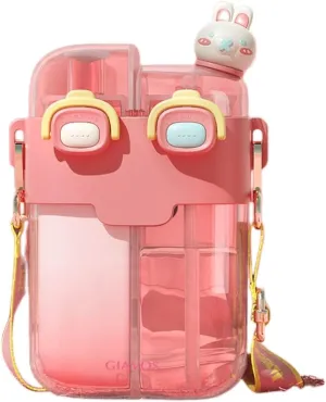 25oz Kawaii Water Bottles with Two Ways to Drink, Two Different Drinks in One Cup, Cute Creative Outdoor Drinking Cup for Camping Hiking Backpacking Travel Office