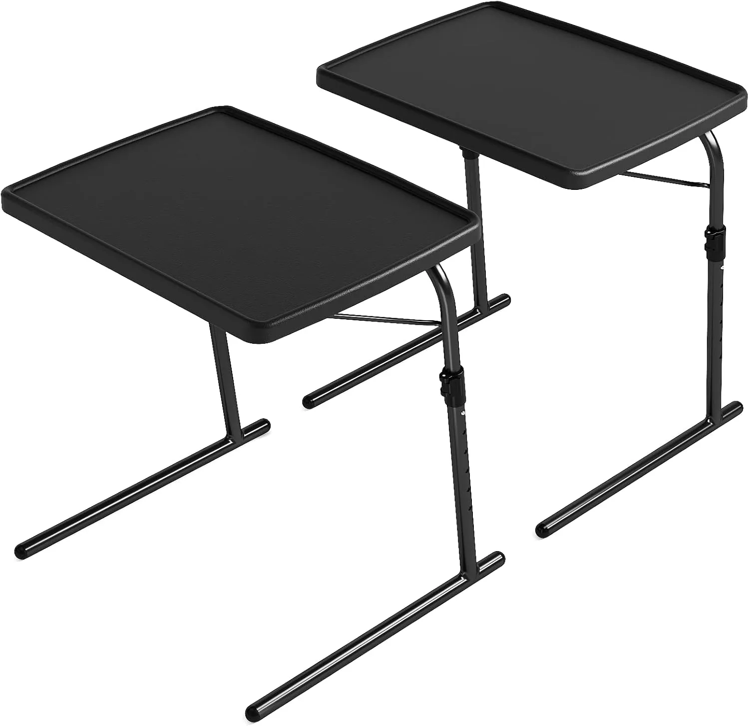 2PK TV Tray Table, Max Folding TV Dinner Tray w/6 Height & 3 Tilt Angle, Adjustable TV Trays for Eating on Couch, Large Size Foldable Couch Laptop Table, Black, 16.9 x 22 x 29.1inch, 110lbs