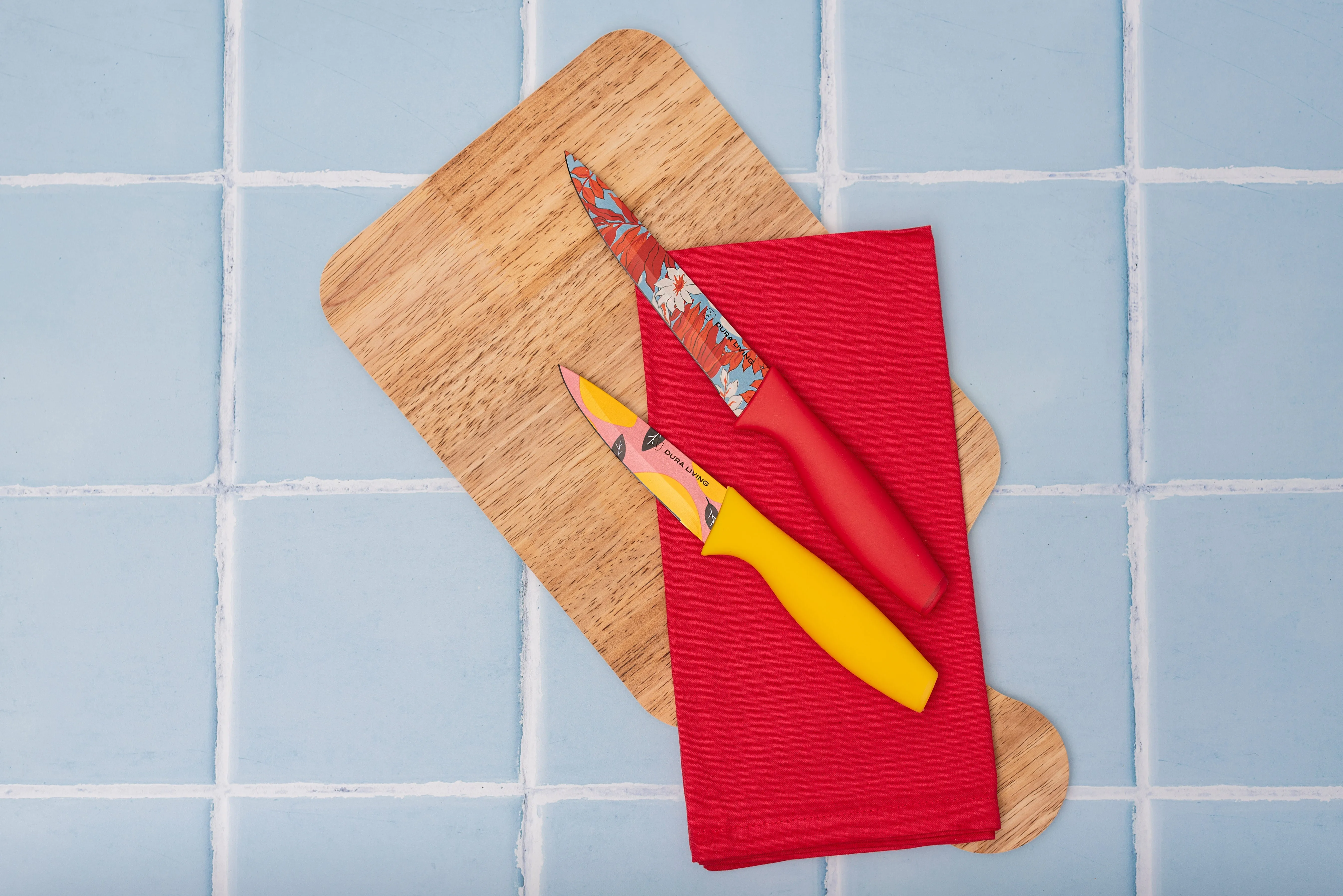 3-Piece Printed Kitchen Knife Set-Multi Color by Dura Living