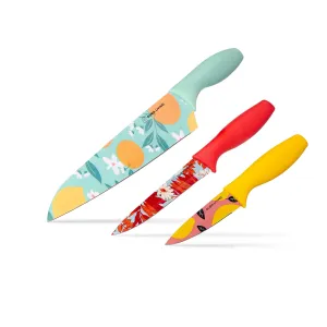 3-Piece Printed Kitchen Knife Set-Multi Color by Dura Living