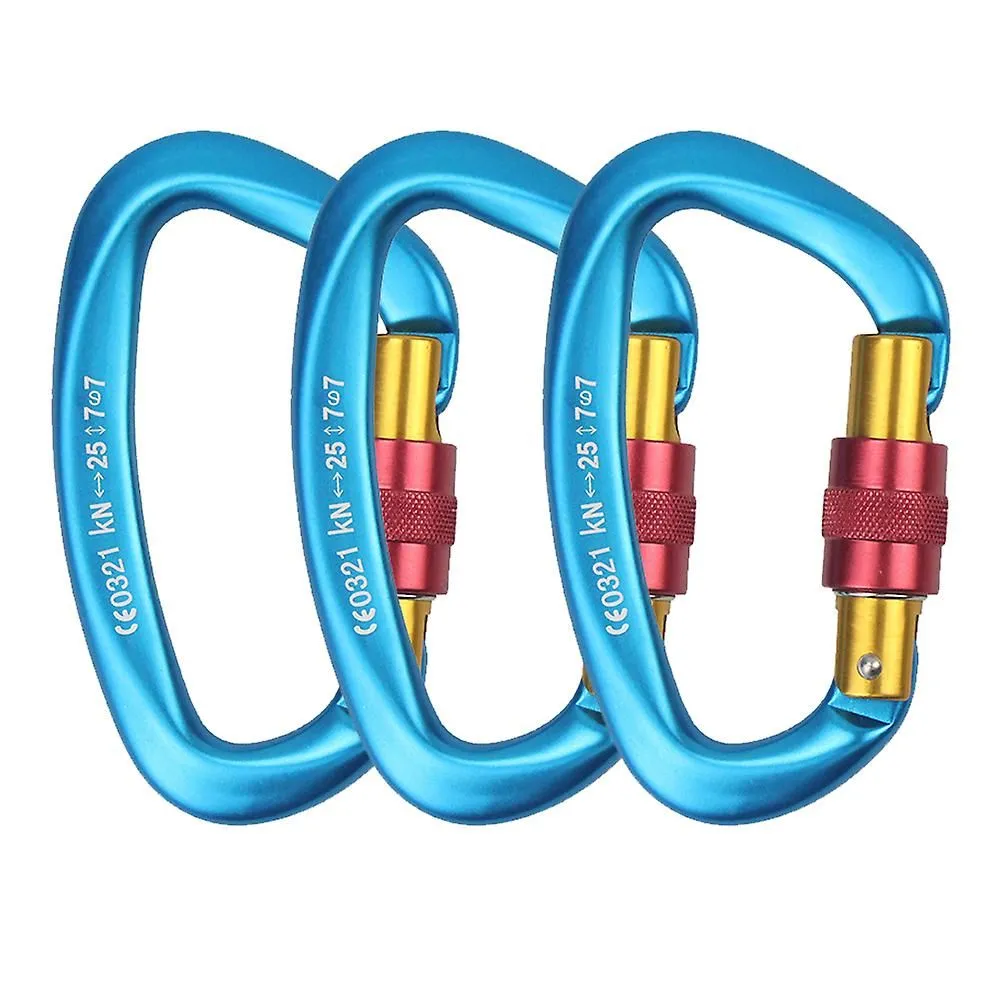 3 Pieces Heavy Duty Climbing Carabiners, 25kn Auto Locking Rock Climbing Carabin