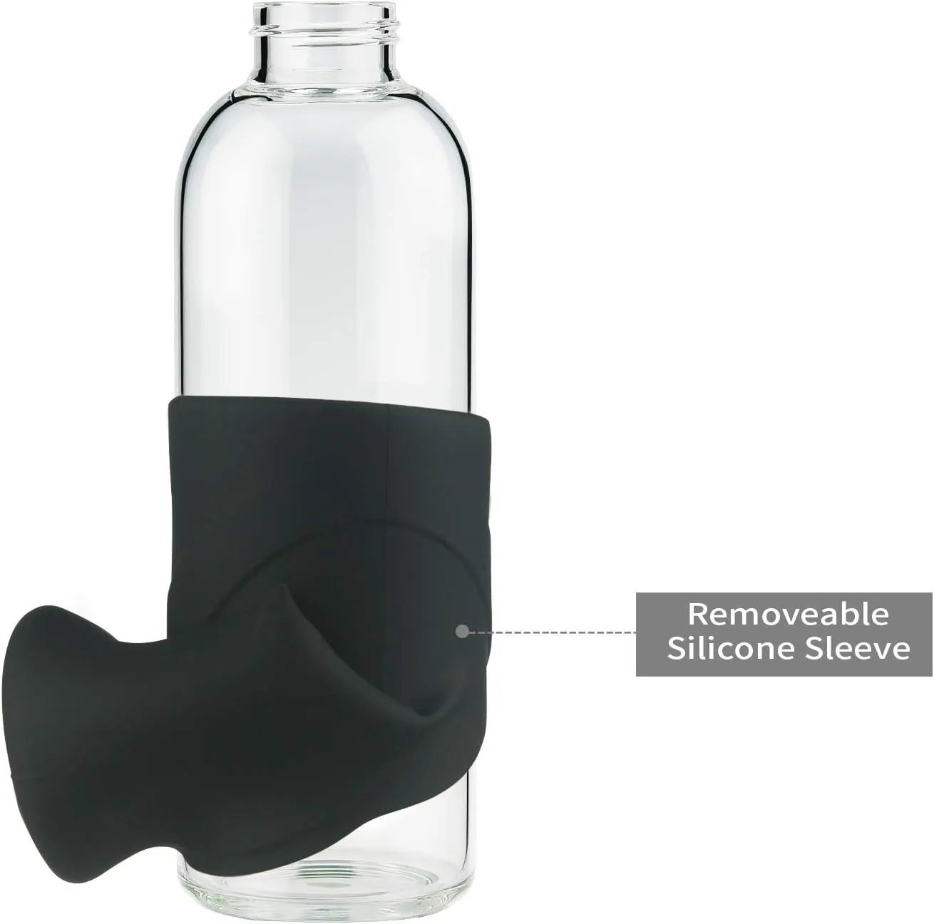 32 OZ Borosilicate Glass Water Bottle BPA Free Reusable Glass Drinking Bottle with Silicone Sleeve and Stainless Steel Lid