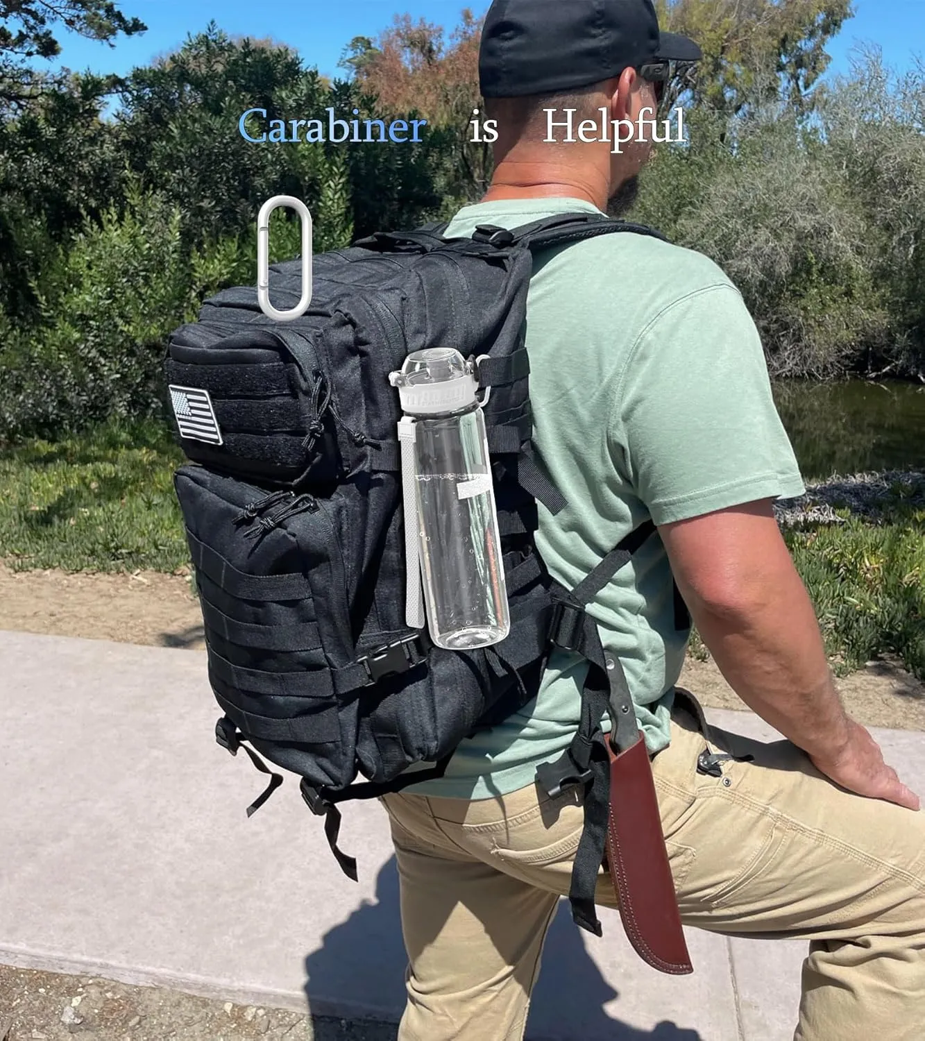 32oz/1L Water Bottle, Durable Tritan, Leak-Proof, Dishwasher-Safe, BPA-Free, Drop-Resistant, Chug Lid/Straw, Hand Loop, Carabiner for Hiking/Backpack/Sport (Cross, Transparent)